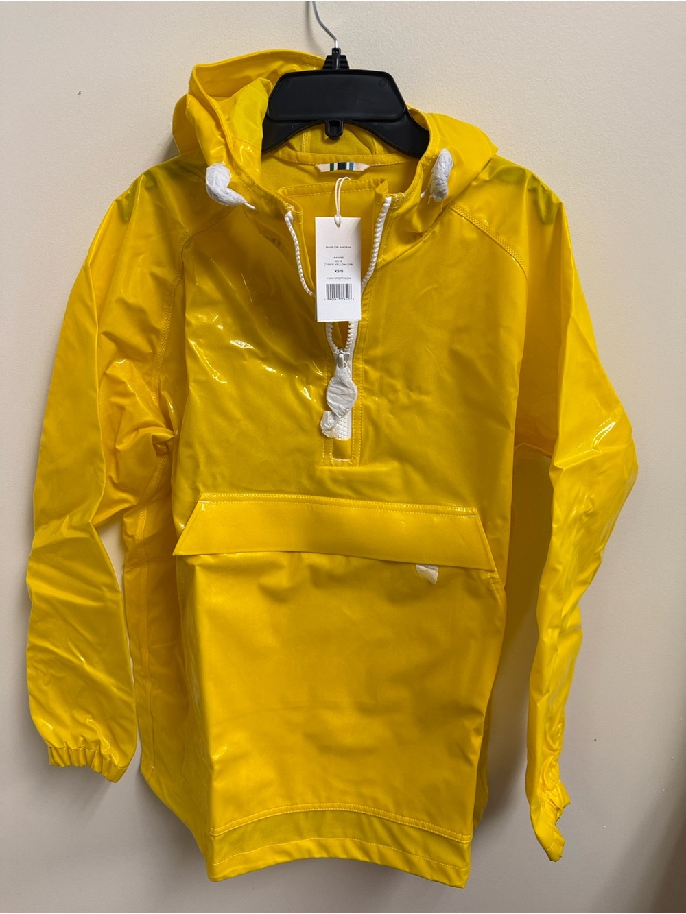 Tory Burch Sport Half-Zip Anorak Rain Jacket in Cyber Yellow